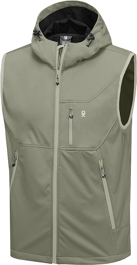 Little Donkey Andy Men's Lightweight Softshell Vest Windproof Sleeveless Jacket for Travel Hiking Running Golf