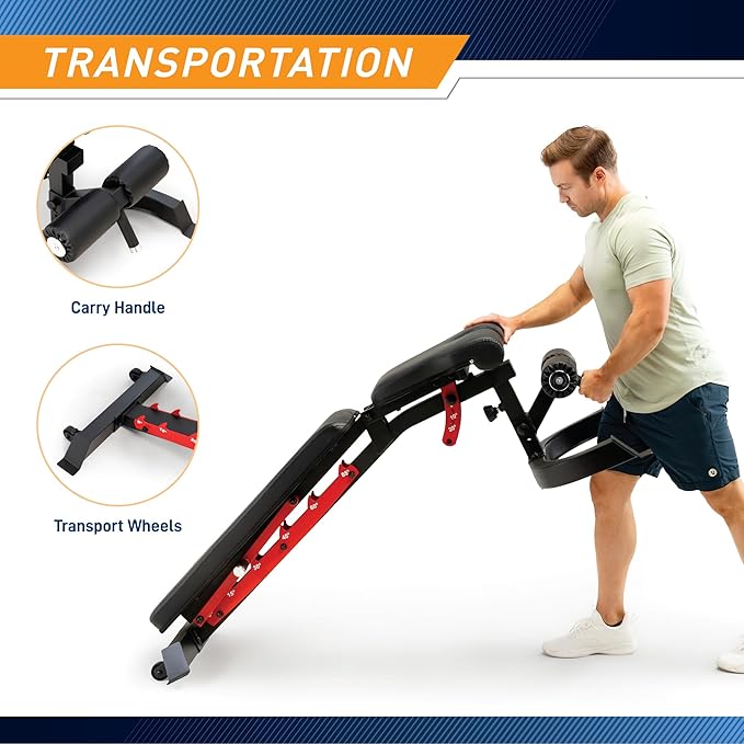 Marcy Adjustable Weight Bench for Home Gym, Heavy-Duty Workout Bench Press with 7-Position Backrest, Incline Decline Flat, Preacher Curl Pad, Leg Anchor, Full Body Strength Training Equipment SB-7799