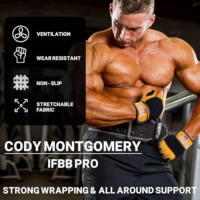 Schiek Sport Model 415 Power Lifting Fingerless Glove - Long Lasting Weight Lifting Grip Gloves