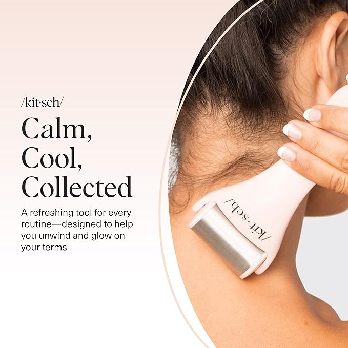 Kitsch Ice Roller for Face – Stainless Steel Face Ice Roller to Reduce Puffiness, Redness & Headaches – Cooling Facial Roller for Skin Care, Irritation Relief & Spa-Like Experience at Home - Pink