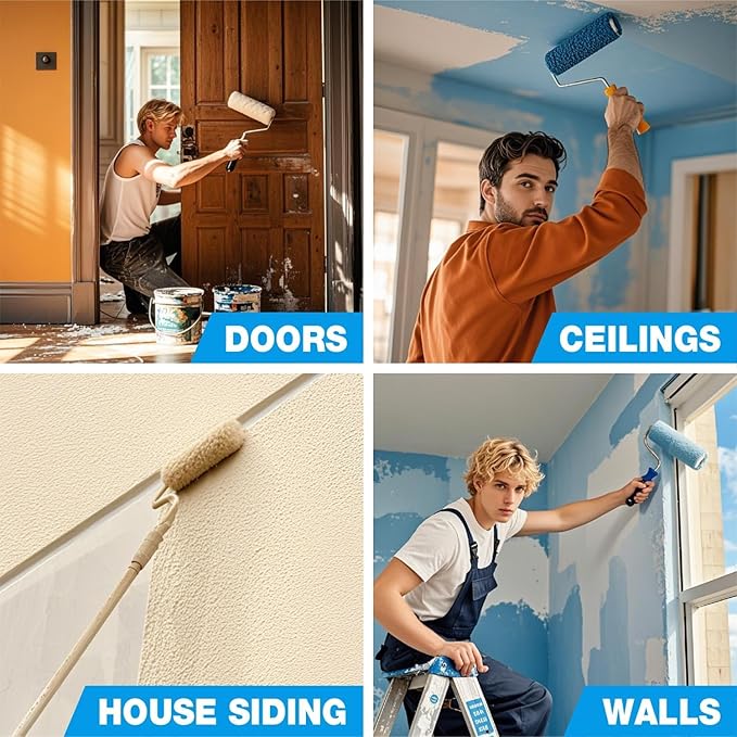 King Origin 9 Inch Microfiber Paint Roller Covers, 1/2" Nap, 12-Pack Paint Rollers for Wall & Ceiling Painting, Professional & Home Use