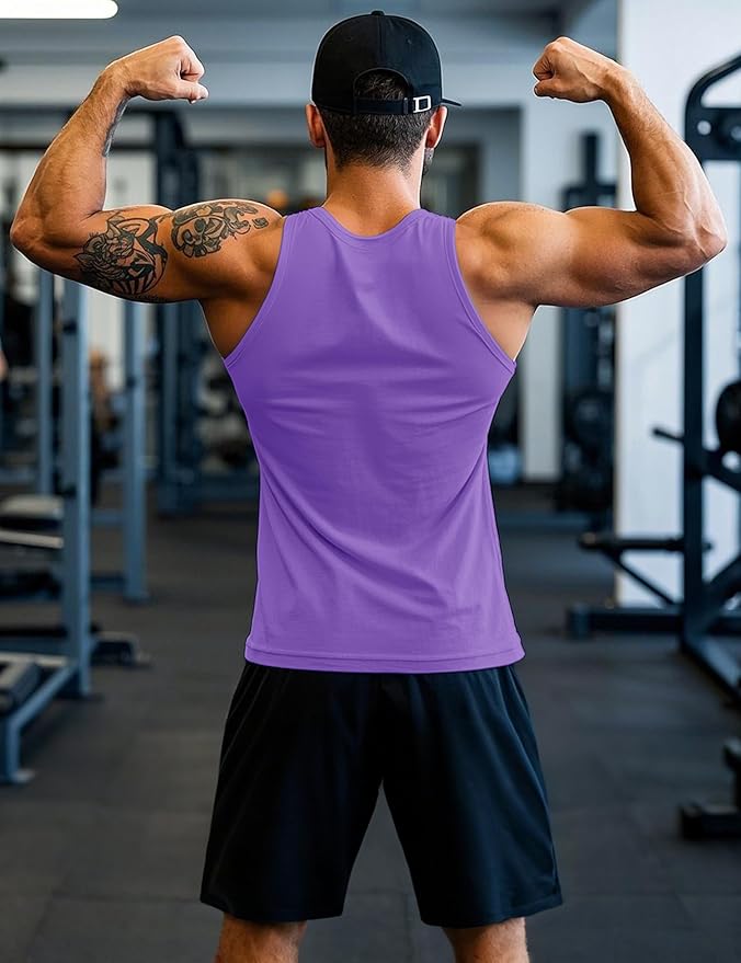 MAGCOMSEN Mens Workout Tank Tops Undershirt Cotton Muscle Athletic Sleeveless Shirts for Gym