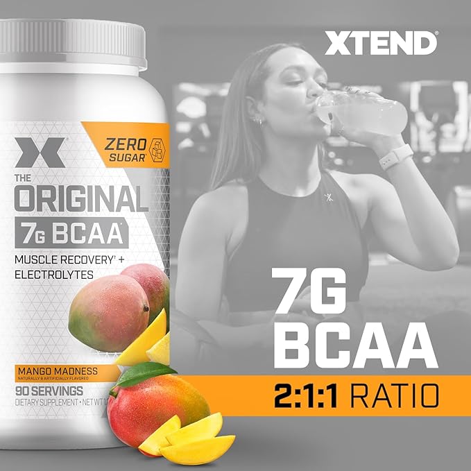 XTEND Original BCAA Powder Mango Madness | Sugar Free Post Workout Muscle Recovery Drink with Amino Acids | 7g BCAAs for Men & Women | 90 Servings