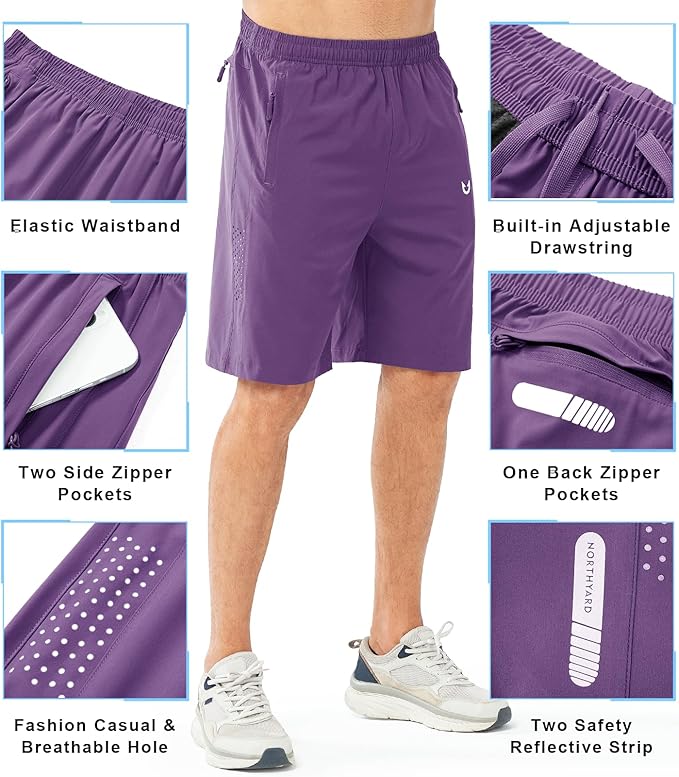 NORTHYARD Men's Athletic Running Shorts Quick Dry Workout Shorts 7"/ 5"/ 9" Lightweight Sports Gym Basketball Tennis Hiking