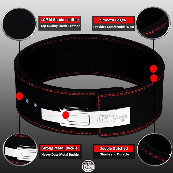 IBRO Powerlifting Lever Gym Belt – Power 8MM, 10MM or 13MM Extreme Heavy Duty Genuine Leather Belts - Squats Deadlifts Bodybuilding Weight Lifting IPF Power Lifting Strongman for Men