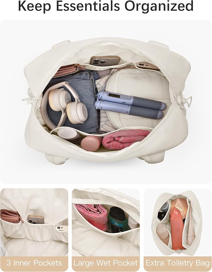 oscaurt Gym Bag for Women Lightweight Duffle Bag for Travel with Toiletry Pouch Water Resistant Carry On Weekender Overnight Duffel