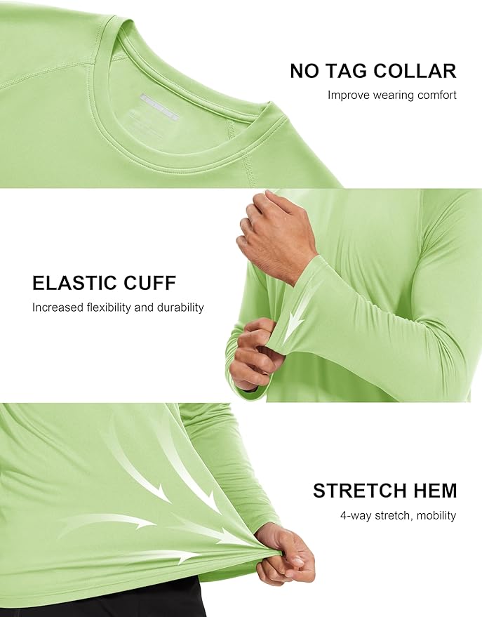MAGCOMSEN Men's Long Sleeve Shirts UPF 50+ UV Sun Protection Athletic Shirts for Hiking Running Workout Rash Guard