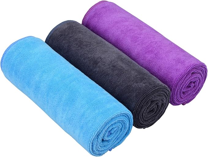 HOPESHIN Gyms Yoga Towels - Absorbent Microfiber Workout Towels for Men & Women, Soft, Fast Drying 3 Pack, 16x32 Inch