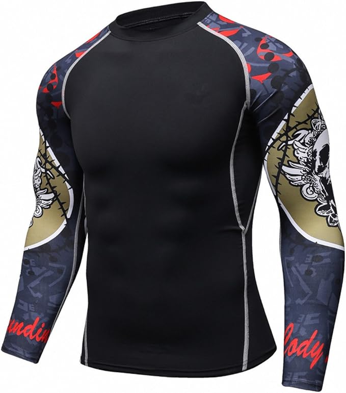 Men's Soft Slim Long Sleeve Dry-Fit Compression Gym Trainning Shirt