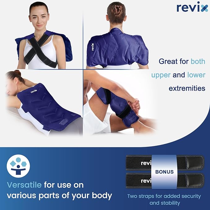 REVIX Large Ice Pack for Back, 13” x 21” Reusable Gel Cold Pack for Full Back Coverage, Cold Compress Wrap for Shoulder, Hip, Leg Relief, Ideal for Fatigue, Muscle Soreness, and Daily Recovery, Navy