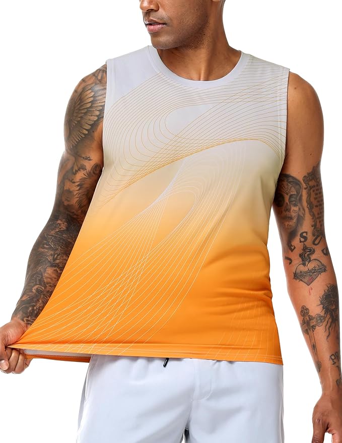 MIER Men's Workout Tank Tops UPF 50+ Swim Shirts Quick Dry Running Sleeveless UV Protection Muscle Tees