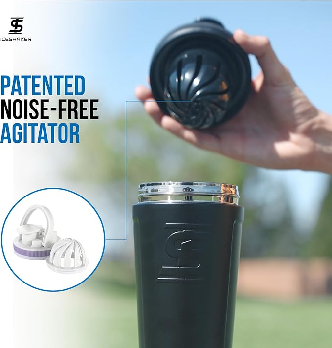 Ice Shaker Insulated Stainless Steel Shaker Bottle | 26oz, Mermaid | Cold for 30+ Hours | Insulated Cup with Twist-on Agitator | Odor-Free Bottle for Protein Shakes, Water, Smoothies, Cocktails
