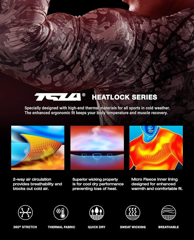 TSLA Men's Thermal Long Sleeve Compression Shirts, Mock/Turtleneck Winter Sports Running Base Layer Top