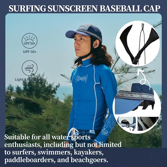 Vintage American-Style Sports Sunscreen Baseball Cap,Outdoor Camping Sunshade Waterproof and Non-Slip Surfing Hat Water Sport