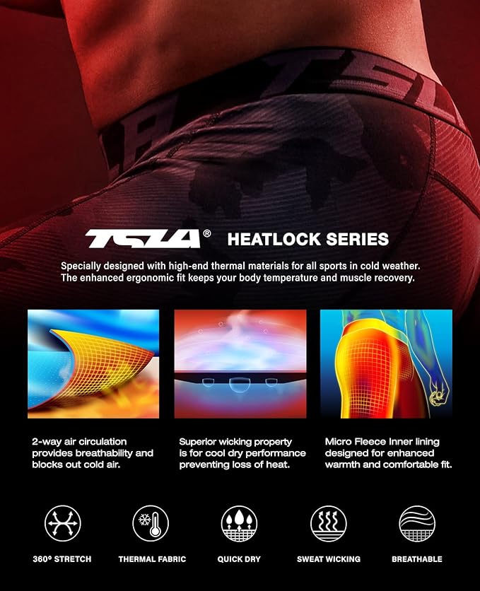 TSLA Men's Thermal Compression Pants, Athletic Sports Leggings & Running Tights, Wintergear Base Layer Bottoms