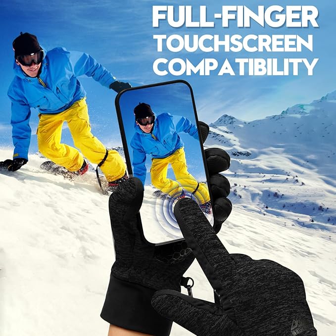 Bruvoalon Winter Gloves for Women & Men, 3M Thermal Insulation, Lycra Fabric, Windproof, Touchscreen, Anti-Slip, Cold Weather