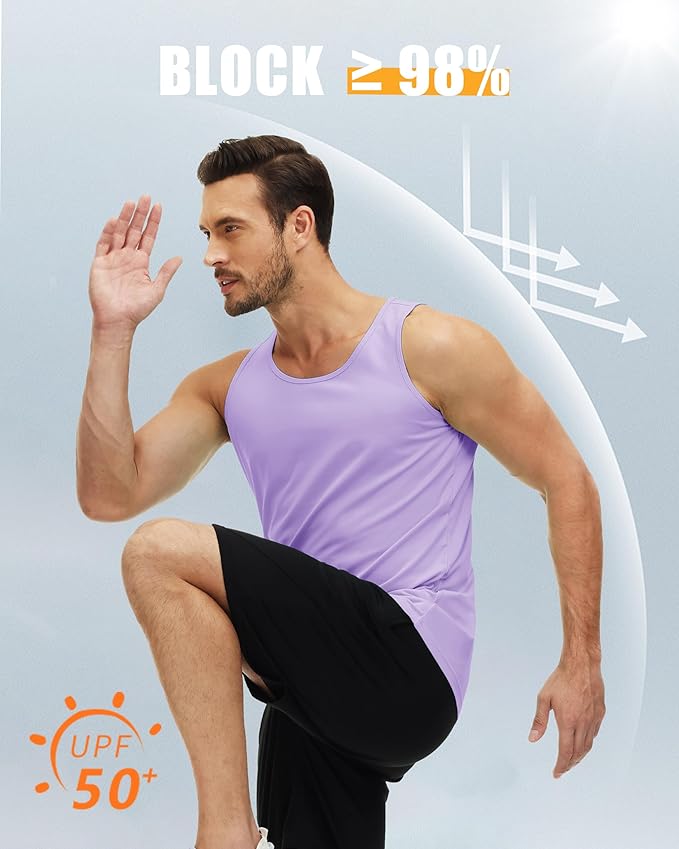 MAGCOMSEN Men's UPF 50+ Tank Top Quick Dry Summer Workout Muscle Sleeveless Shirts for Swim Beach Bodybuilding