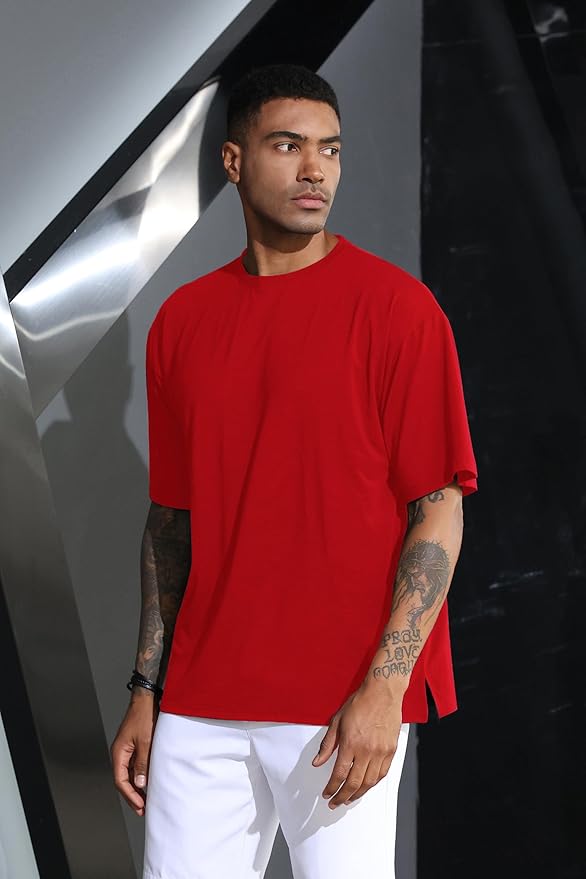 Men's Oversized Workout T-Shirts Lightweight Quick Dry Short Sleeve Tshirts Crew Neck Loose Fit Athletic Tops