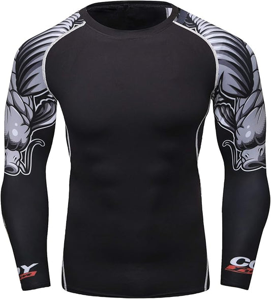 Men's Soft Fit Long Sleeve Workout Rashguard Cool Dry Compression Fitness Shirt
