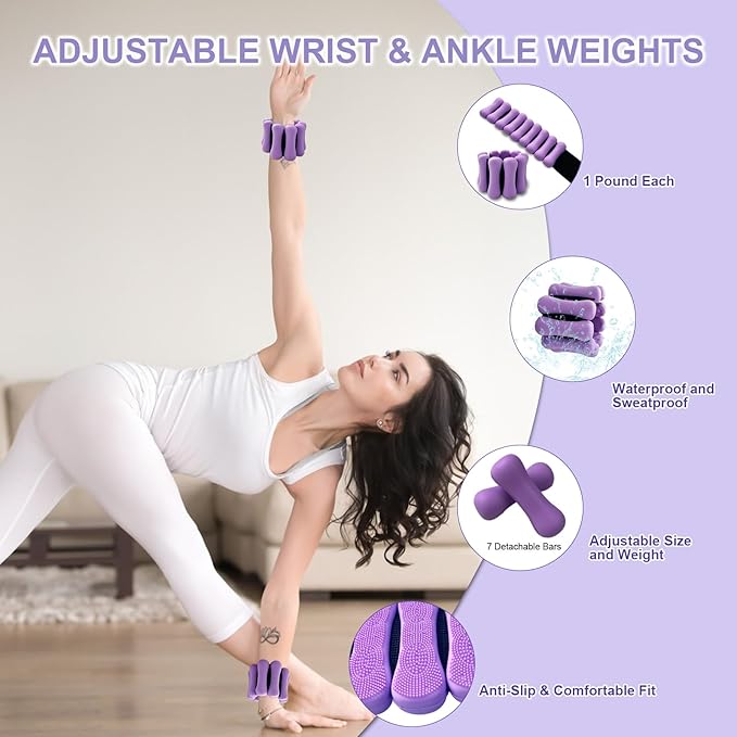 Pilates Equipment Kit for Home Workout, Pilates Ring and Ball Set with Adjustable Ankle Wrist Weights, Resistance Bands, Tape Measure, Bag, Pilates Essentials Accessories for Women Yoga