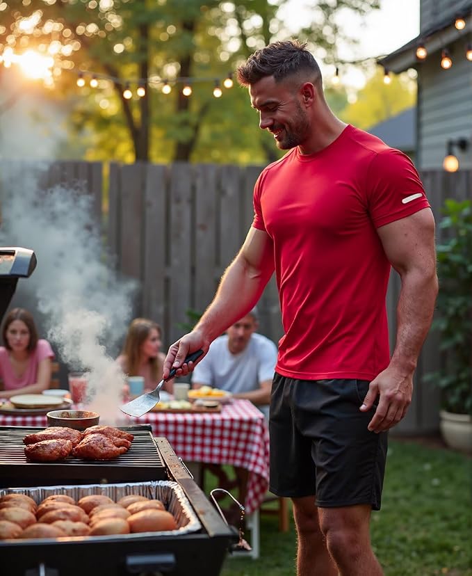 Mens Workout Shirts Fitted, Quick Dry Gym Tshirts Running Athletic Top Moisture Wicking Tee