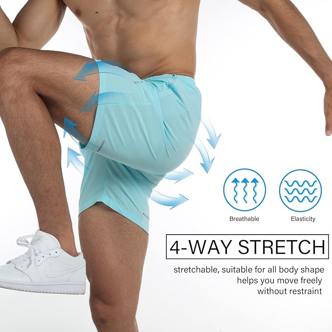 Men's Running Shorts 6" Quick Dry Gym Athletic Workout Shorts for Men with Pockets