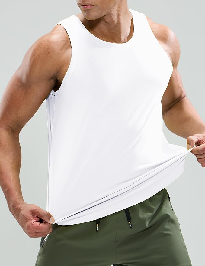MIER Men's Tank Tops Workout Sleeveless Tee Shirts Muscle Athletic Gym Running Beach Tanks for Men, Quick Dry