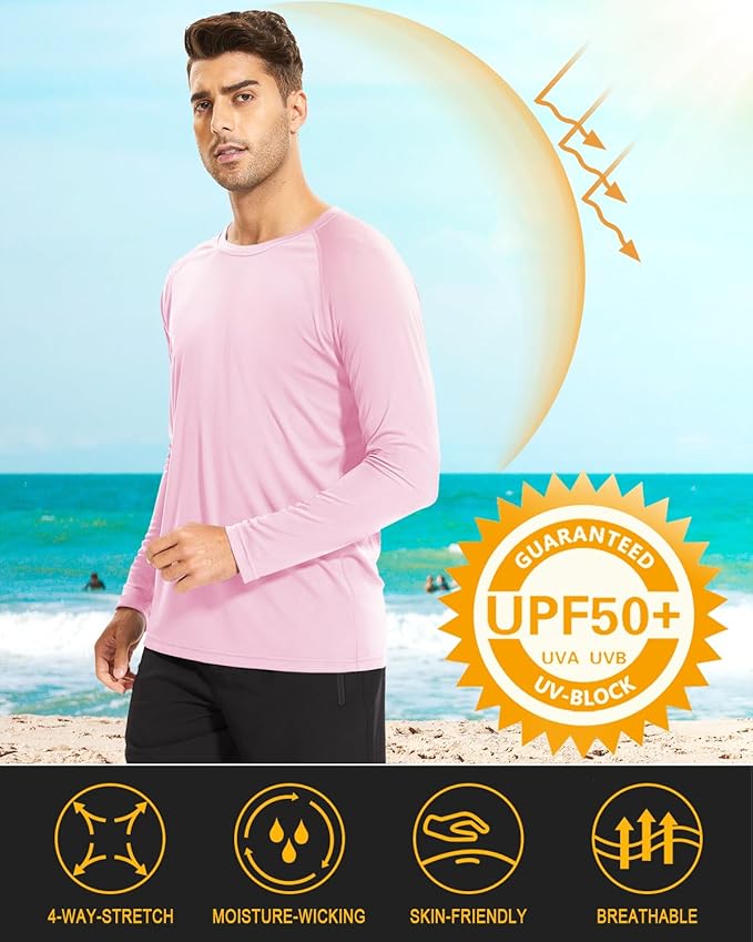 MAGCOMSEN Men's Long Sleeve Shirts UPF 50+ UV Sun Protection Athletic Shirts for Hiking Running Workout Rash Guard