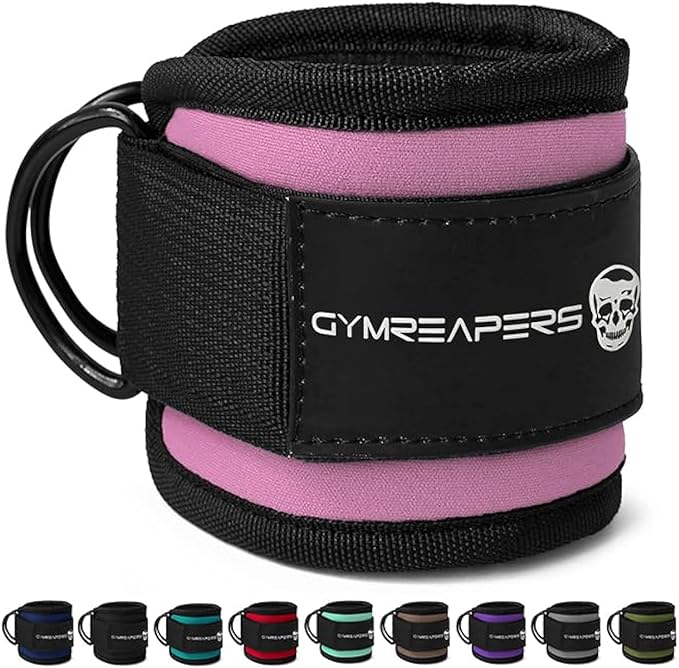 Gymreapers Ankle Straps For Cable Machine Kickbacks, Glute Workouts, Lower Body Exercises - Adjustable Leg Straps with Neoprene Padding