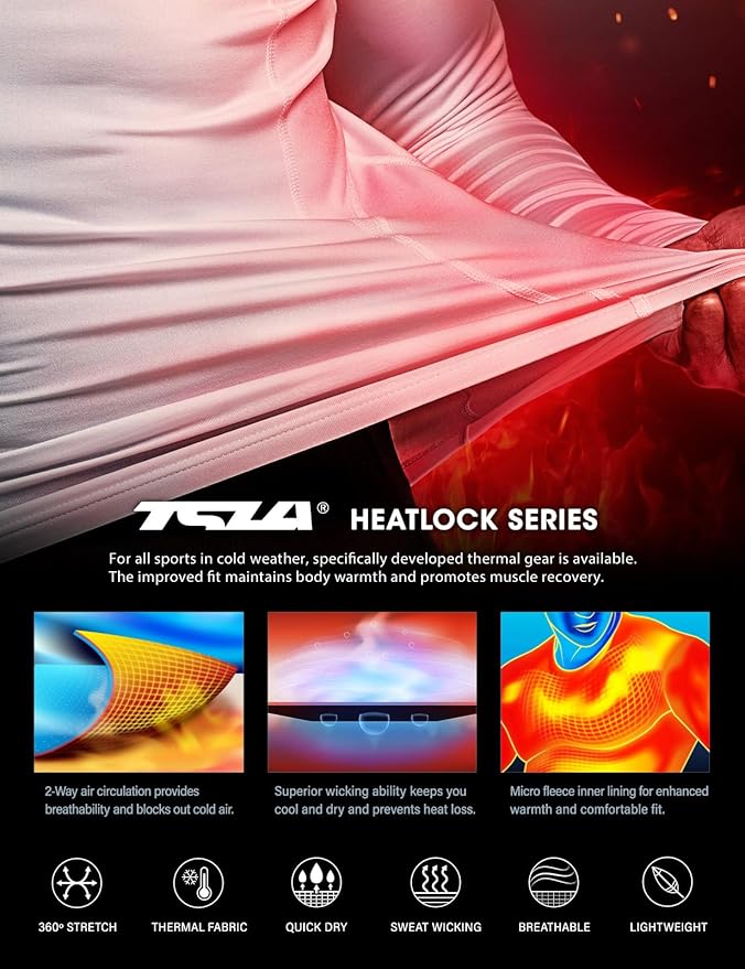 TSLA Men's Thermal Long Sleeve Compression Shirts, Mock/Turtleneck Winter Sports Running Base Layer Top