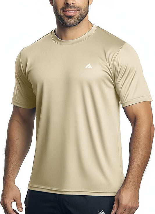 Instant Cooling Quick Dry Workout T-Shirt Men Coolmax Moisture Wicking Performance Crew Neck Running Comfort Tee