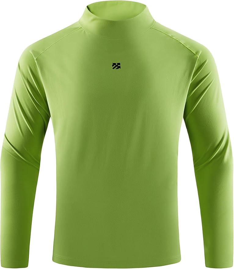 Mens Long Sleeve Turtleneck Workout Shirts Moisture Wicking Mock Neck Double Sides Brushed T-Shirts
