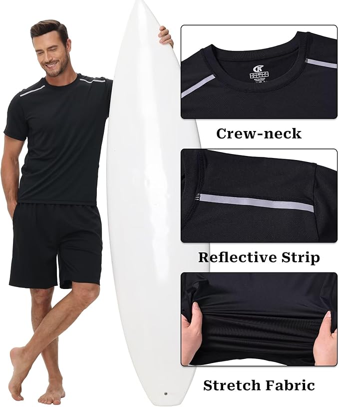 Yundobop Men's Athletic Workout T-Shirt Breathable Short Sleeve UPF 50+ Running Tee