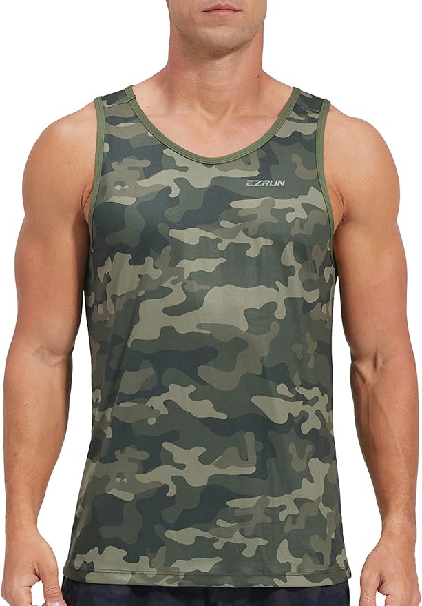 EZRUN Men's Quick Dry Sport Tank Top for Bodybuilding Gym Athletic Jogging Running,Fitness Training Workout Sleeveless Shirts