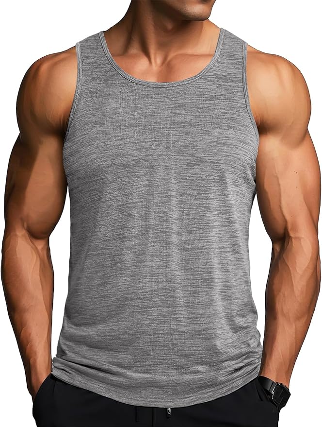 MAGCOMSEN Mens Workout Tank Tops Undershirt Cotton Muscle Athletic Sleeveless Shirts for Gym