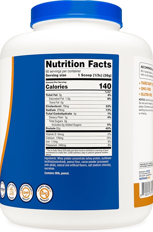 Nutricost Whey Protein Concentrate (Chocolate Peanut Butter) 5LBS - Gluten Free & Non-GMO