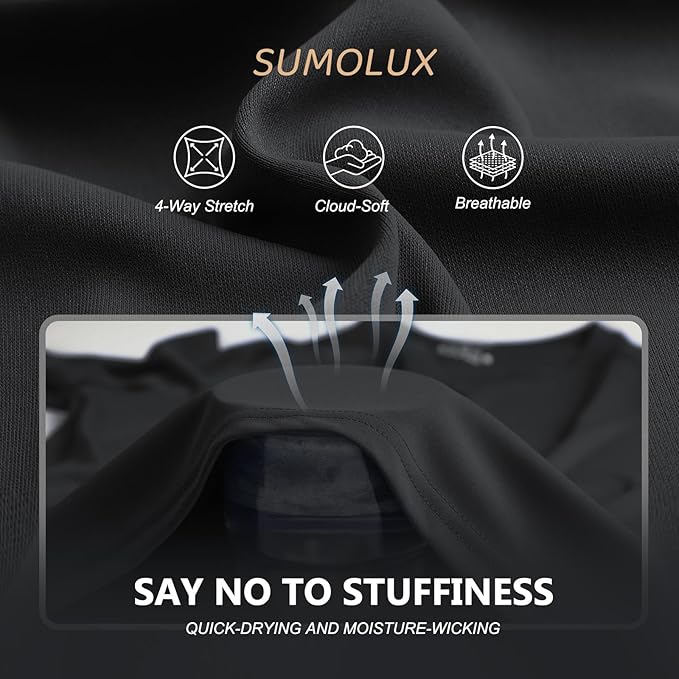 Sumolux 5 Pack Men’s Active Crew Neck T Shirts Quick Dry Athletic Running Gym Workout Short Sleeve Tee Tops Bulk