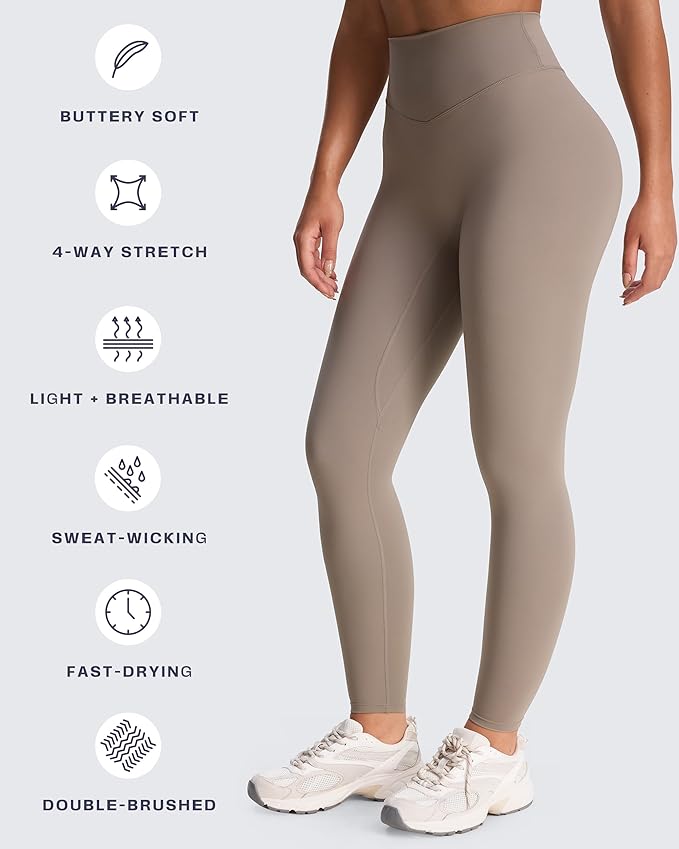 Aoxjox High Waisted Workout Leggings for Women Tummy Control Buttery Soft Yoga Metamorph Deep V Pants 26"