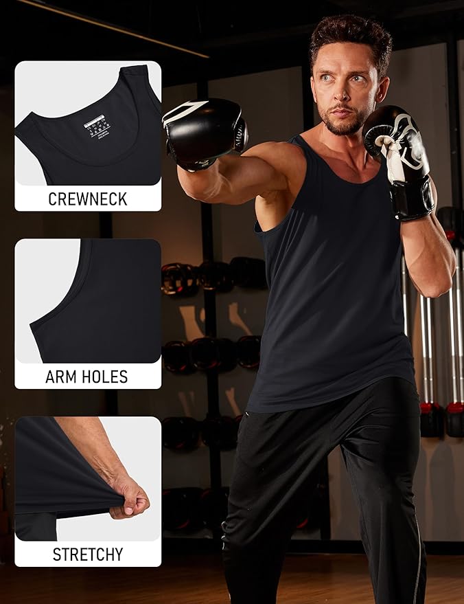 MAGCOMSEN Mens Workout Tank Tops Undershirt Cotton Muscle Athletic Sleeveless Shirts for Gym