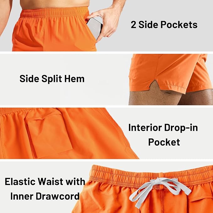 MIER Men's Workout Running Shorts Quick Dry Active 5 Inches Shorts with Pockets, Lightweight, Breathable