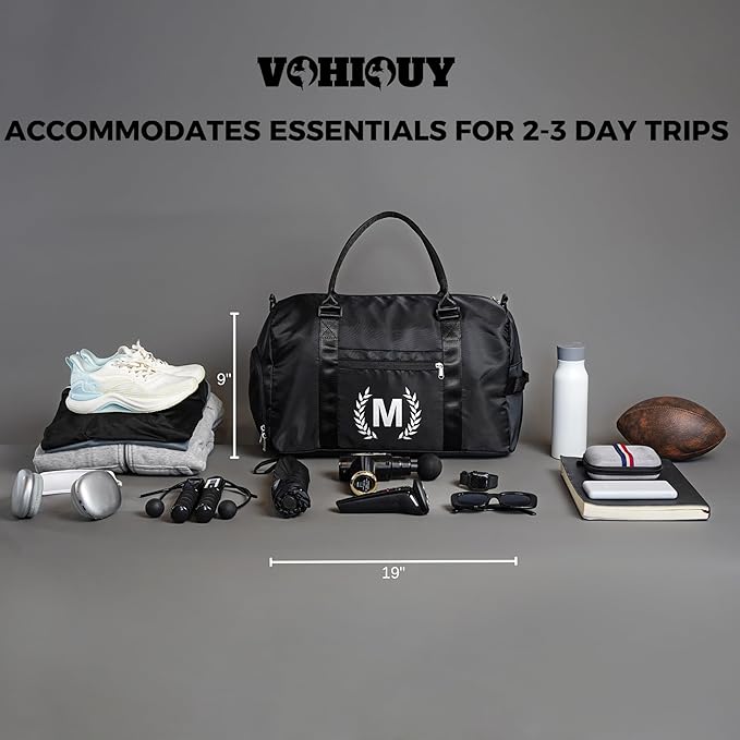 Gym Bag for Women & Men, Fitness Workout Sports Travel Duffle Bag with Wet Pocket & Shoes Compartment, Great Present for Gym Lovers (Jet Black, A)