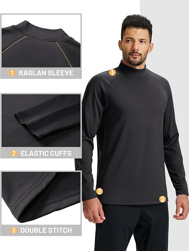 TACVASEN Mens Thermal Fleece Shirt Mock Turtle Neck Base Layer Long Sleeve Athletic Warm Undershirt Winter Running Tops