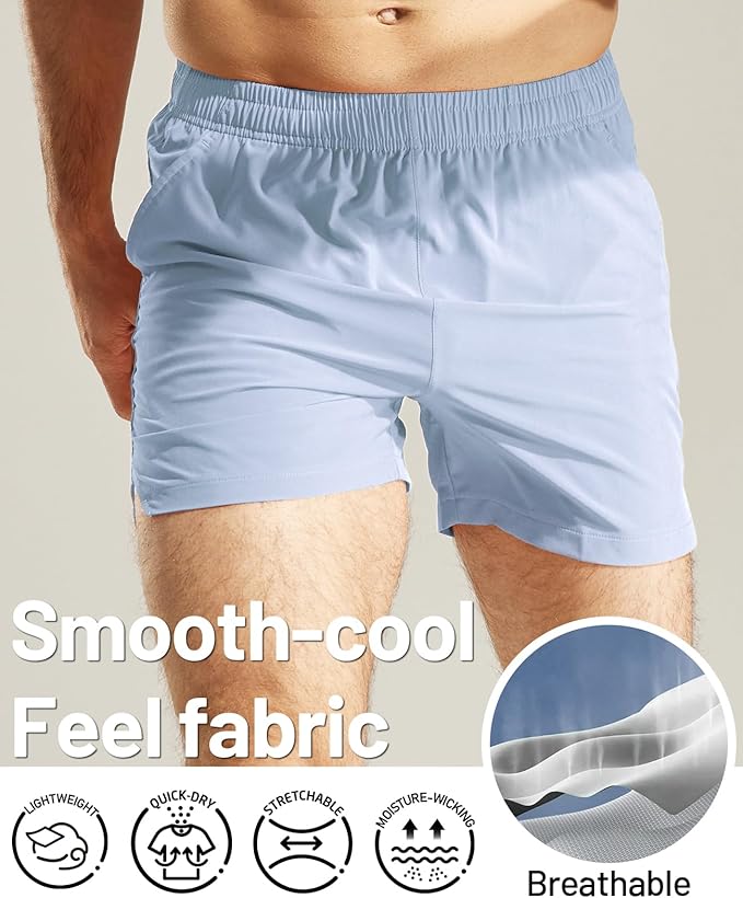 MIER Men's Workout Running Shorts Quick Dry Active 5 Inches Shorts with Pockets, Lightweight, Breathable