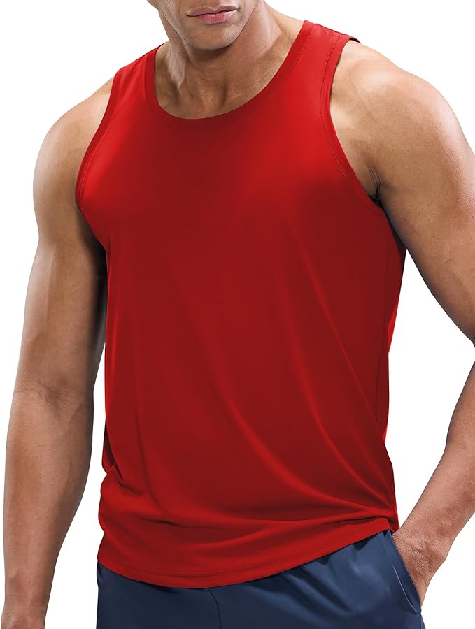 MIER Men's Tank Tops Workout Sleeveless Tee Shirts Muscle Athletic Gym Running Beach Tanks for Men, Quick Dry
