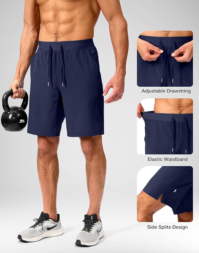 Men's Running Shorts with Zipper Pockets 9 Inch/ 7 Inch / 5 Inch Lightweight Quick Dry Gym Workout Athletic Shorts for Men