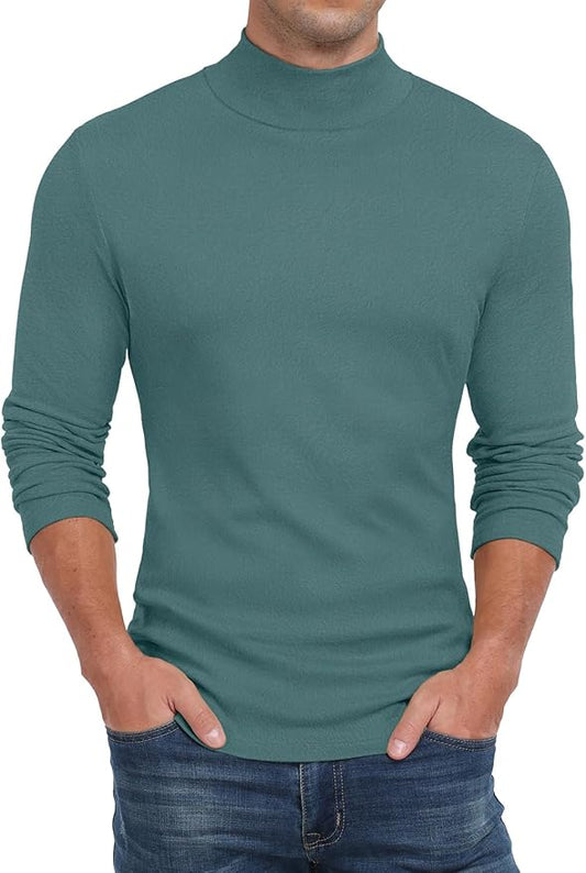 Sailwind Men's Mock Turtleneck Long Sleeve T Shirts Basic Slim Fit Pullover Sweater Thermal Lightweight Tees