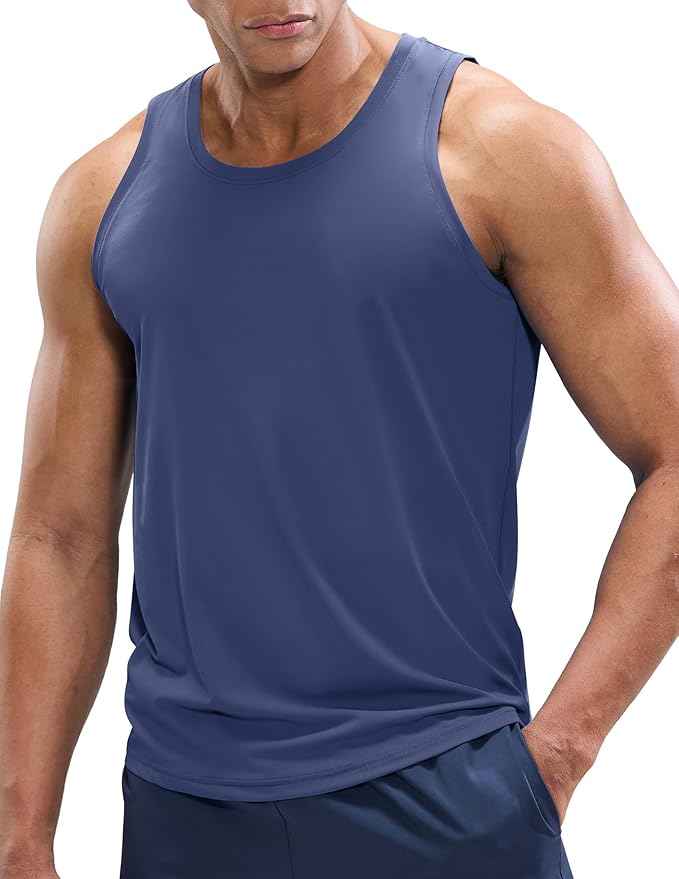 MIER Men's Tank Tops Workout Sleeveless Tee Shirts Muscle Athletic Gym Running Beach Tanks for Men, Quick Dry