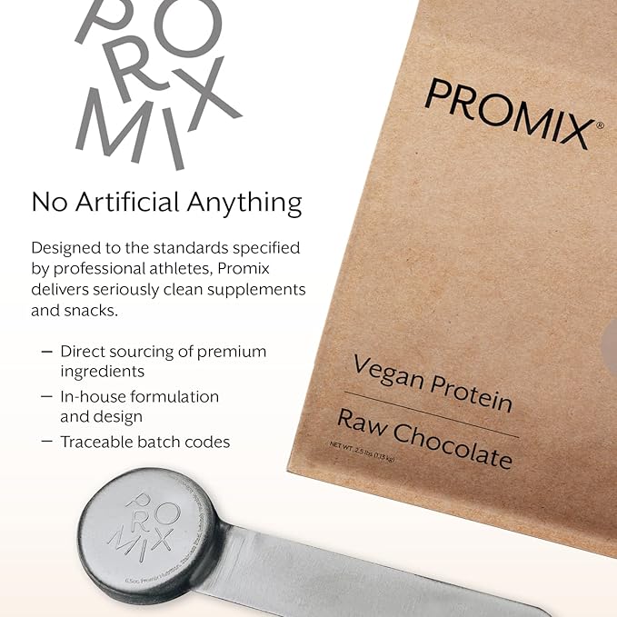 ProMix Nutrition Plant-Based Vegan Protein Powder, Raw Chocolate - Pea Protein & Vitamin B-12 - ­Post Workout Fitness & Nutrition Shakes, Smoothies, Baking & Cooking Recipes - 2.5 Pound