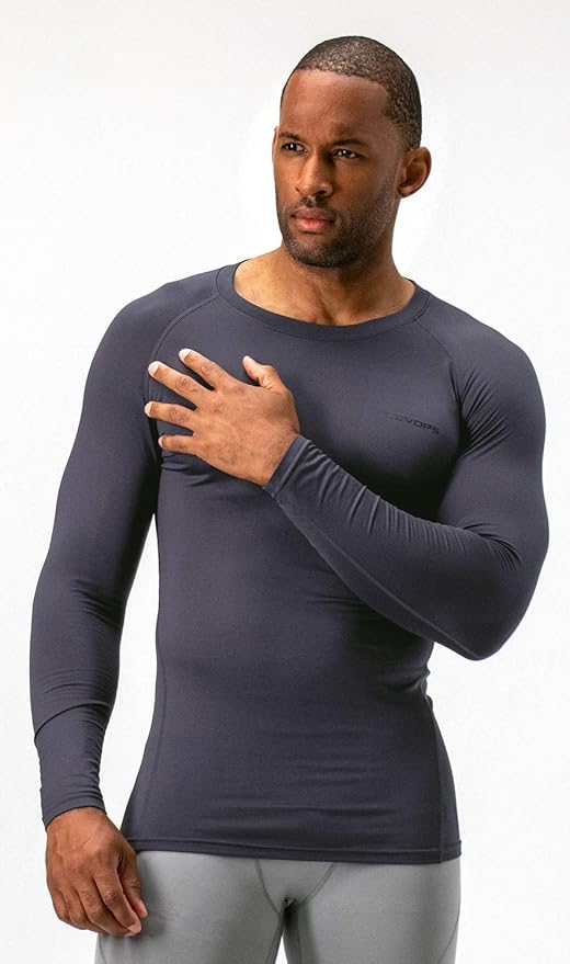 DEVOPS 2 Pack Men's Thermal Long Sleeve Compression Shirts