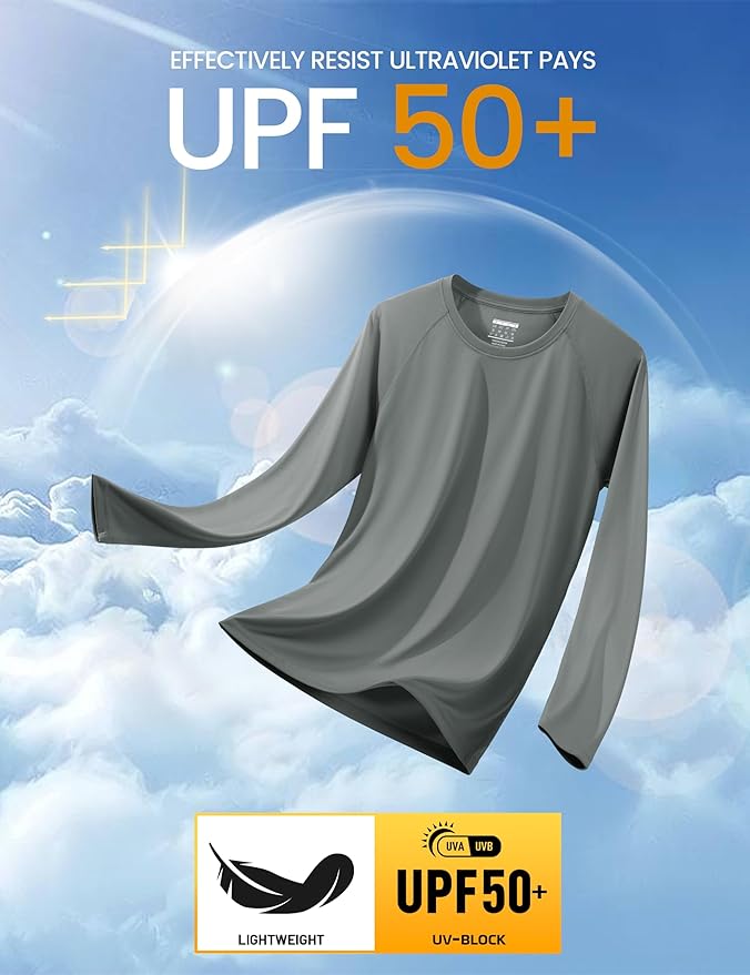 MAGCOMSEN Men's Long Sleeve Shirts UPF 50+ UV Sun Protection Athletic Shirts for Hiking Running Workout Rash Guard